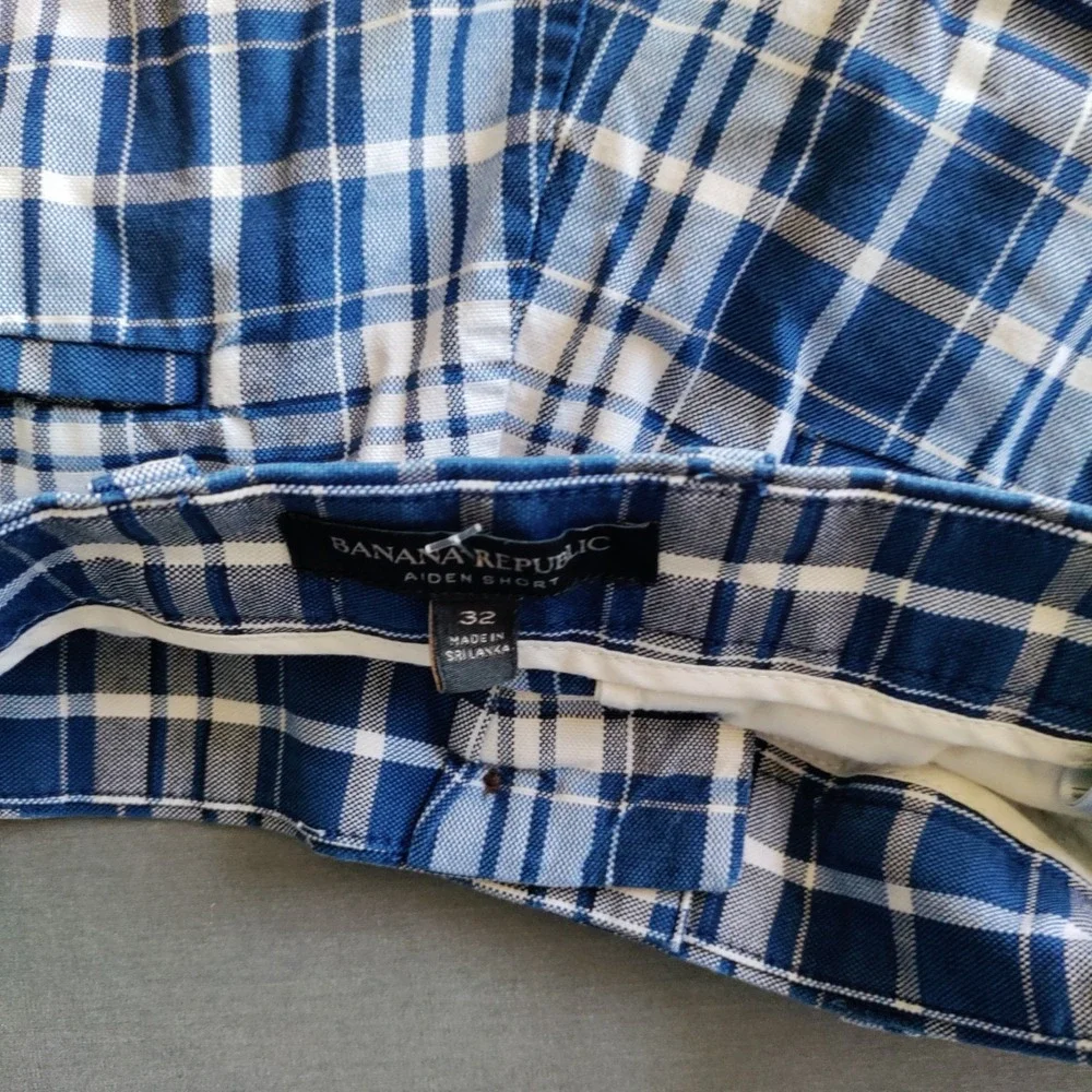 Banana Republic‎ Blue Plaid Preppy Athletic Golf Resort Beach Boho Shorts Men 32